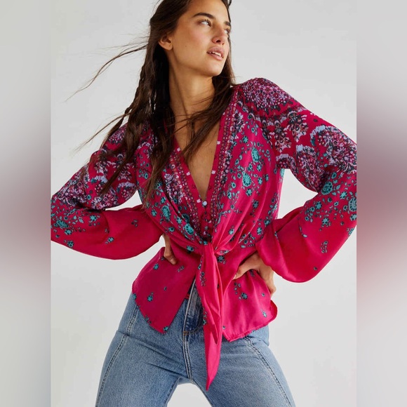 Free People Tops - Free People Run Free Blouse in Pink Combo, NWOT